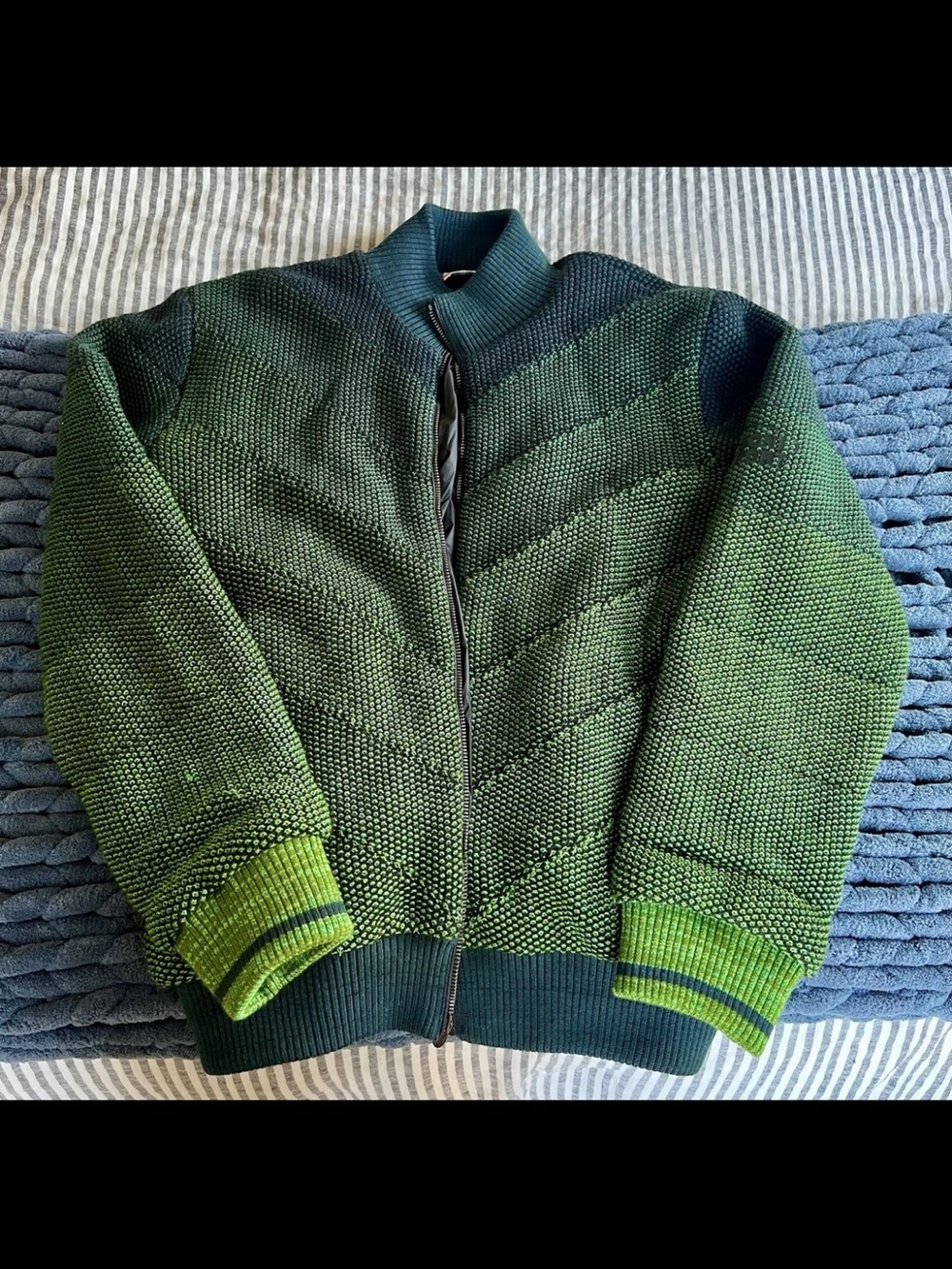 Missoni Sport Green Ribbed Zip Jacket
